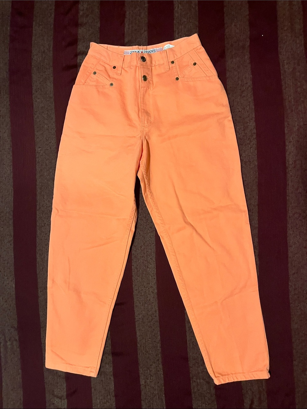 80s Zena Jeans with Pocket Detail, Coral, Size 29